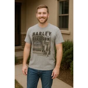 Harley-Davidson Men’s XL Gray Graphic T-Shirt Hillbilly Harley Gatlinburg